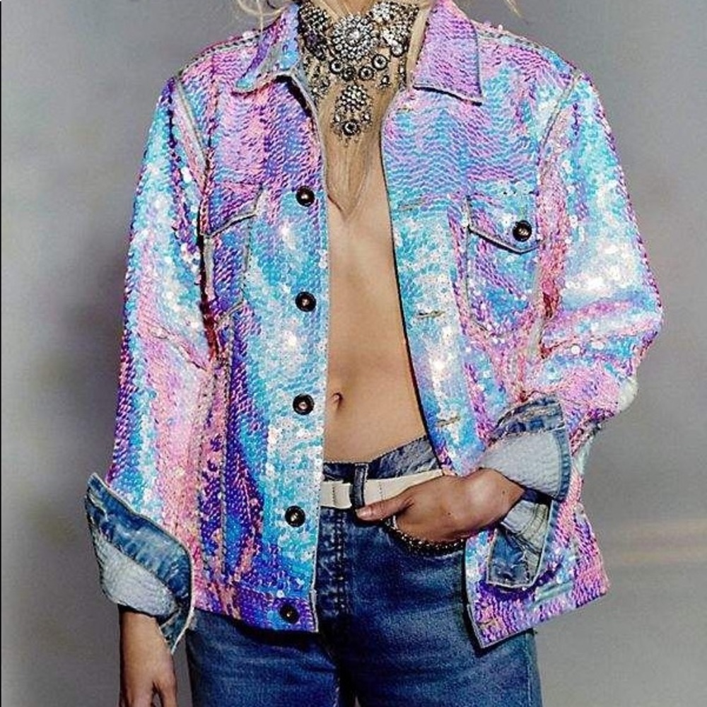 MOMO Sequin denim jacket - light pink
